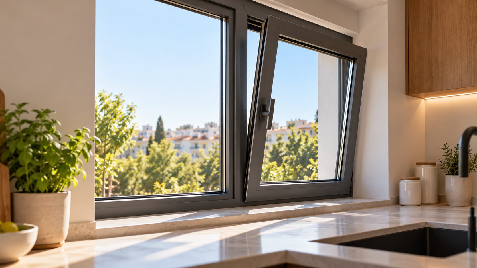 Apertura de ventana de aluminio en una vivienda